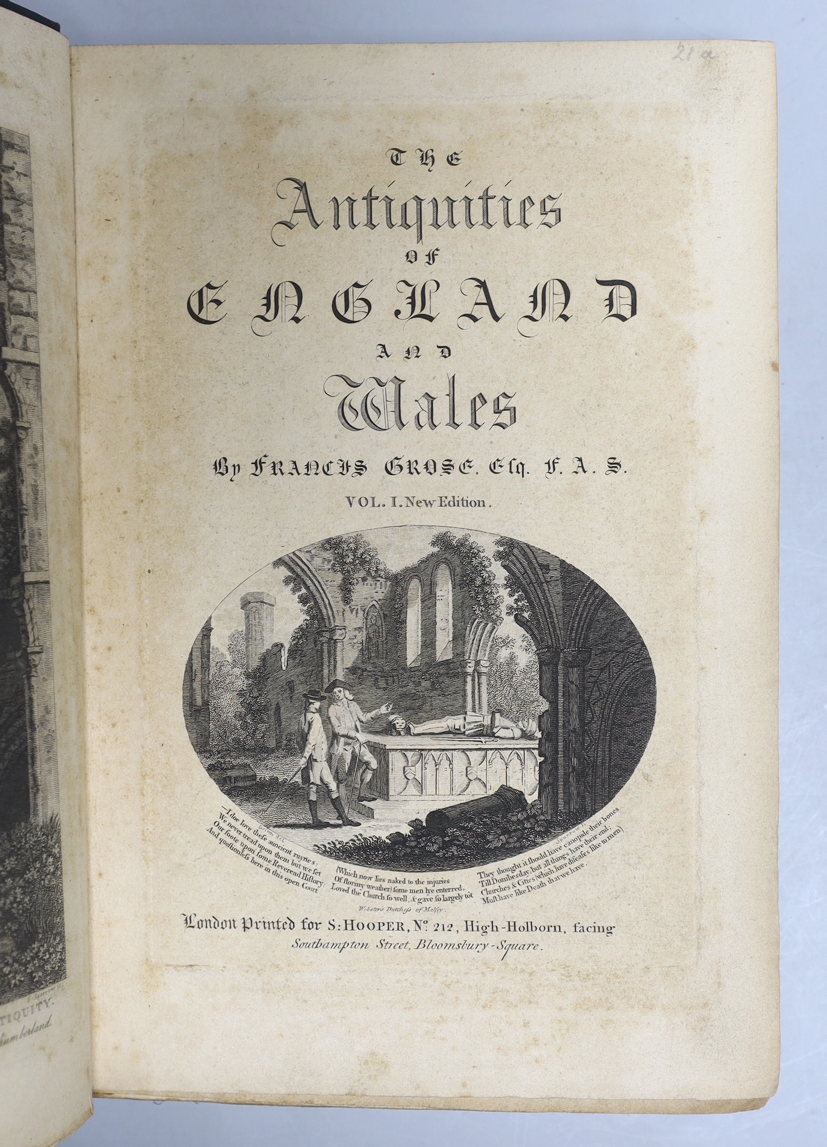 BRITAIN: Grose, Francis. The Antiquities of England and Wales, 8 vols., second edition, numerous engraved plates and plans, some folding, 51 engraved county maps with wash and outline hand-colouring, additional engraved